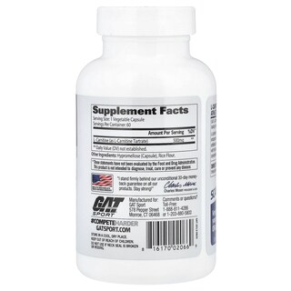 Foto 2 | Foto 2 | Suplemento Gat L-carnitina 500 Mg 60 Cápsulas Vegetarianas - Venta Internacional.