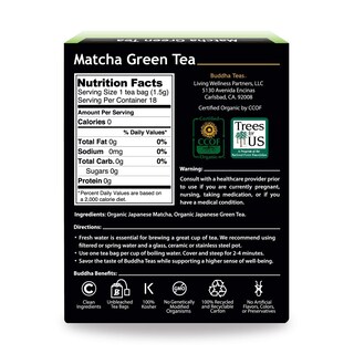 Foto 2 | Foto 2 | Tea Buddha Teas, Té Verde Matcha Orgánico, 18 Bolsitas - Venta Internacional.