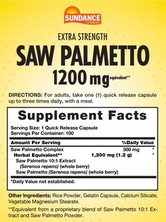 Foto 2 | Foto 2 | Suplemento Sundance Saw Palmetto 1200 Mg Para Hombres 100 Cápsulas - Venta Internacional.