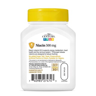 Foto 7 | Foto 7 | Suplemento De Niacina Del Siglo Xxi 500 Mg De Liberación Prolongada X100 - Venta Internacional.