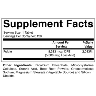 Foto 2 | Foto 2 | Suplemento De Ácido Fólico Vitamático 5 Mg (5000 Mcg) 120 Tabletas - Venta Internacional.