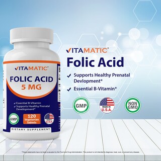 Foto 3 | Foto 3 | Suplemento De Ácido Fólico Vitamático 5 Mg (5000 Mcg) 120 Tabletas - Venta Internacional.