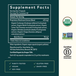 Foto 2 | Foto 2 | Suplemento Gaia Herbs Immune Mushroom Blend, 40 Cápsulas Veganas - Venta Internacional.