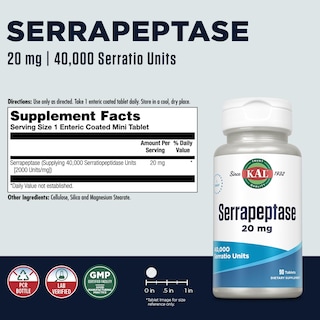 Foto 2 | Foto 2 | Suplemento Kal Serrapeptase 20 mg 90 Comprimidos - Venta Internacional