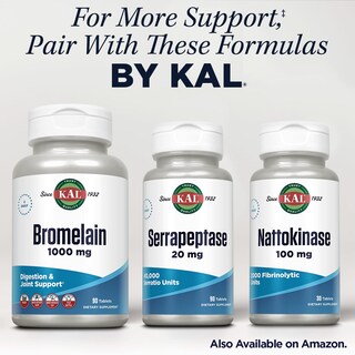 Foto 6 | Foto 6 | Suplemento Kal Serrapeptase 20 mg 90 Comprimidos - Venta Internacional