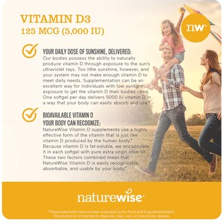 Foto 4 | Foto 4 | Suplemento Naturewise De Vitamina D3 5000 Ui, 30 Cápsulas Blandas - Venta Internacional.