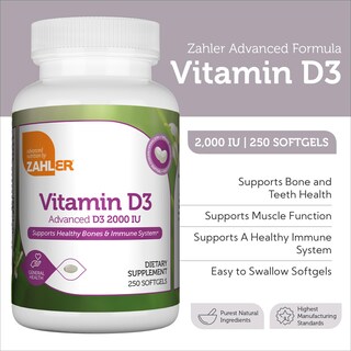 Foto 2 | Foto 2 | Suplemento Zahler Advanced Vitamina D3 2000 Ui 250 Cápsulas Blandas - Venta Internacional