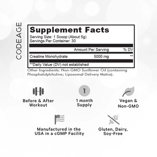 Foto 2 | Foto 2 | Suplemento Alimenticio De Monohidrato De Creatina Liposomal Codeage 5000 Mg - Venta Internacional