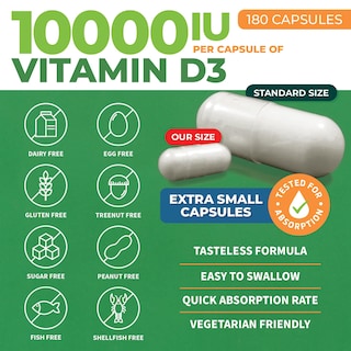 Foto 2 | Foto 2 | Suplementos De Vitamina D3 Forestleaf 10000 Ui 180 Cápsulas - Venta Internacional.