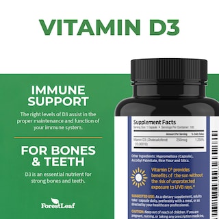 Foto 3 | Foto 3 | Suplementos De Vitamina D3 Forestleaf 10000 Ui 180 Cápsulas - Venta Internacional.