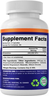 Foto 5 | Foto 5 | Suplemento Vitamatic Serrapeptase 240.000 Spu 120 Cápsulas - Venta Internacional.