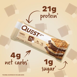 Foto 2 | Foto 2 | Barras De Proteína Quest Nutrition S'mores 21 G De Proteína 12 Unidades - Venta Internacional.