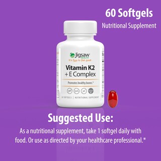Foto 7 | Foto 7 | Suplemento Complejo Vitamina K2 + E Jigsaw Health 60 Cápsulas Blandas - Venta Internacional