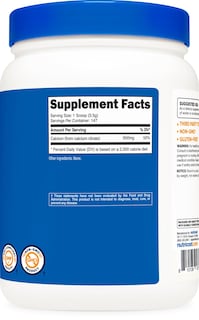 Foto 5 | Foto 5 | Citrato De Calcio En Polvo Nutricost 500 G Sin Sabor Sin Gluten - Venta Internacional.