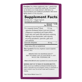 Foto 6 | Foto 6 | Suplemento Reserveage Beauty Resveratrol 100 Mg 30 Cápsulas - Venta Internacional.