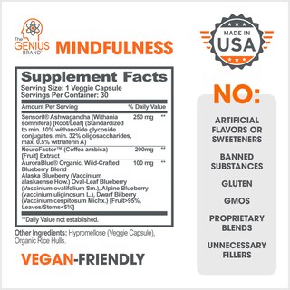 Foto 2 | Foto 2 | Suplementos Alimenticio Genius Brand Mindfulness 30 Cápsulas - Venta Internacional