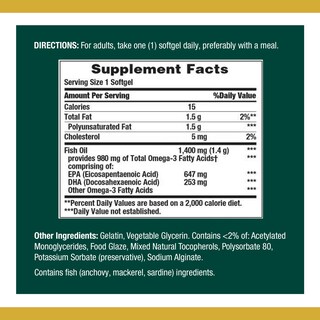 Foto 2 | Foto 2 | Aceite de Pescado Omega 3 Nature's Bounty 1400 mg 39 Cápsulas Blandas - Venta Internacional