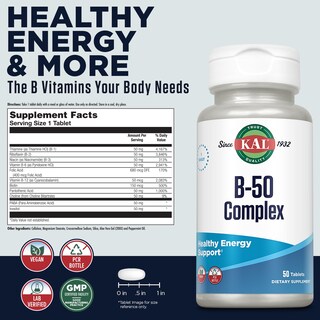 Foto 2 | Foto 2 | Suplemento Kal B-50 Complex Vegan 50 Tabletas - Venta Internacional