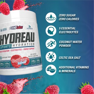 Foto 3 | Foto 3 | Electrolito En Polvo Ehp Labs Hydreau Raspberry Refresh 40 Serv - Venta Internacional.