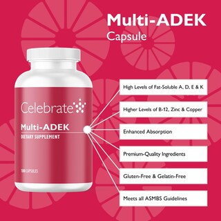 Foto 2 | Foto 2 | Suplemento Celebrate Vitamins Multi Adek Sin Hierro 180 Cápsulas - Venta Internacional.