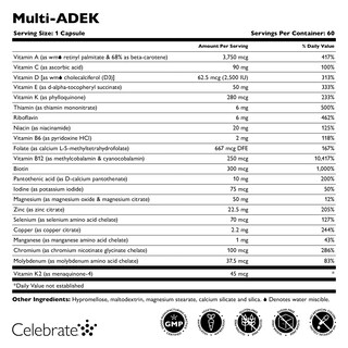 Foto 3 | Foto 3 | Suplemento Celebrate Vitamins Multi Adek Sin Hierro 180 Cápsulas - Venta Internacional.