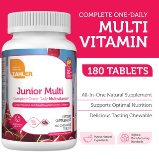 Foto 2 | Foto 2 | Tableta Masticable Multivitamínica Zahler Kids 180 Cherry Flavor - Venta Internacional.