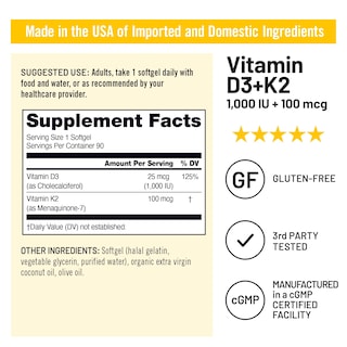 Foto 4 | Foto 4 | Suplemento Naturewise De Vitamina D3 1000 Ui + K2 (mk7) 100 Mcg - Venta Internacional.