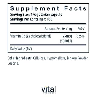 Foto 2 | Foto 2 | Suplemento Alimenticio Vital Nutrients Vitamina D 180 Cápsulas - Venta Internacional