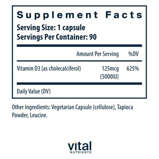 Foto 2 | Foto 2 | Suplemento De Vitamina D Vital Nutrients 5000 Ui 90 Cápsulas - Venta Internacional.