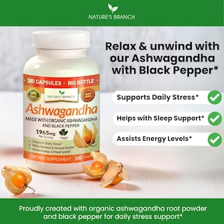 Foto 7 | Foto 7 | Suplemento Nature's Branch Ashwagandha 1965 Mg - 180 Cápsulas - Venta Internacional.