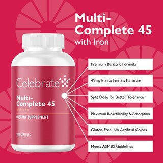 Foto 2 | Foto 2 | Suplemento Celebrate Vitamins Multicomplete 45 Mg De Hierro 180 Cápsulas - Venta Internacional.