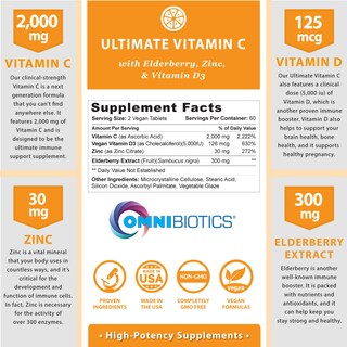 Foto 2 | Foto 2 | Suplemento Omnibiotics Ultimate Vitamina C 2000 Mg Con Zinc 120 Comprimidos - Venta Internacional.
