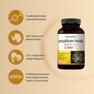 Foto 3 | Foto 3 | Suplemento Naturebell En Cápsulas De Cáscara De Psyllium 2000 Mg 360 Unidades - Venta Internacional.