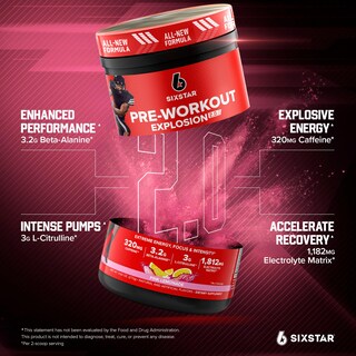 Foto 2 | Foto 2 | Preentrenamiento en Polvo Six Star Preworkout Explosion 2.0 273 g - Venta Internacional