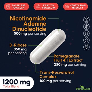 Foto 2 | Foto 2 | Suplemento Forestleaf Liposomal Nad Resveratrol 1200 Mg 60 Cápsulas - Venta Internacional.