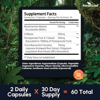 Foto 6 | Foto 6 | Suplemento Forestleaf Liposomal Nad Resveratrol 1200 Mg 60 Cápsulas - Venta Internacional.