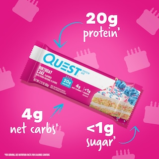 Foto 2 | Foto 2 | Protein Bar Quest Sabor Tarta De Cumpleaños  20 G  12 Barras - Venta Internacional.
