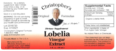 Foto 4 | Foto 4 | Extracto De Vinagre De Hierbas Lobelia Dr. Christopher 30 Ml - Venta Internacional.
