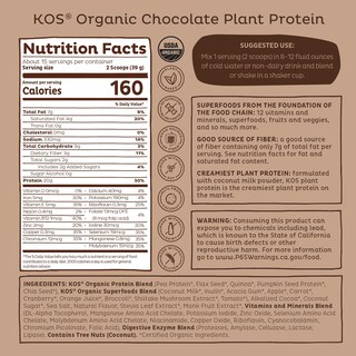 Foto 4 | Foto 4 | Proteína En Polvo Kos Chocolate Orgánico A Base De Plantas 450 G - Venta Internacional.