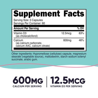 Foto 2 | Foto 2 | Suplemento Nutricost Calcio 600 Mg Más Vitamina D3 12 5 Mcg 180 Cápsulas - Venta Internacional.