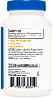 Foto 3 | Foto 3 | Suplemento Nutricost Alpha Gpc 600 Mg 120 Cápsulas Vegetarianas - Venta Internacional.