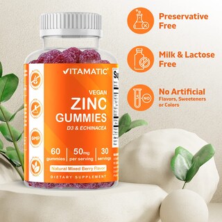 Foto 3 | Foto 3 | Suplemento Alimenticio Vitamático De Zinc En Gomitas De 50 Mg 60 Gomitas Veganas - Venta Internacional