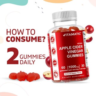 Foto 4 | Foto 4 | Gomitas de Vinagre de Sidra de Manzana Vitamatic 1000 mg 60 Veganas - Venta Internacional