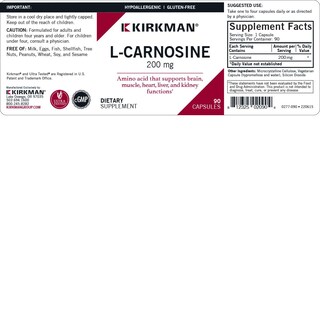 Foto 3 | Foto 3 | Suplemento Kirkman L-carnosina 200 Mg 90 Cápsulas- Venta Internacional