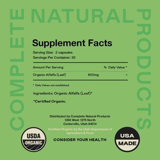 Foto 4 | Foto 4 | Suplemento Complete Natural Products Hoja De Alfalfa Pura 630 Mg - Venta Internacional.