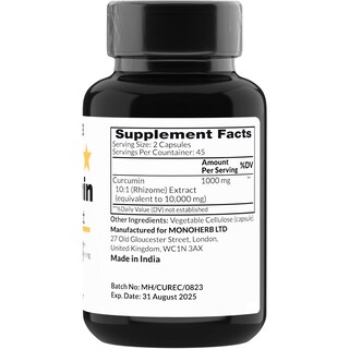 Foto 2 | Foto 2 | Suplemento De Extracto De Curcumina Monoherb 1000 Mg 90 Cápsulas - Venta Internacional.