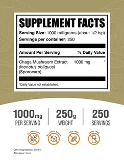 Foto 2 | Foto 2 | Suplemento Bulksupplements.com Extracto De Hongo Chaga 250 G - Venta Internacional.