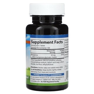 Foto 2 | Foto 2 | Suplemento Carlson Labs De Manganeso Quelado 20 Mg 100 Tabletas- Venta Internacional