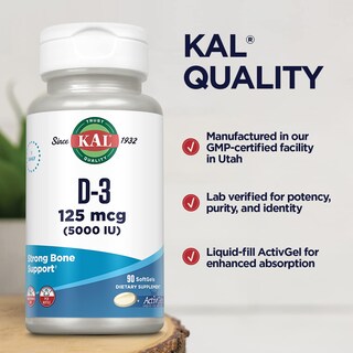 Foto 5 | Foto 5 | Suplemento Kal Vitamina D3 5000 Ui Cápsulas Blandas 90 Porciones - Venta Internacional
