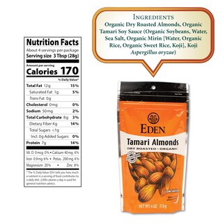 Foto 2 | Foto 2 | Almendras Tamari Orgánicas Snack Eden 120 Ml - Venta Internacional.